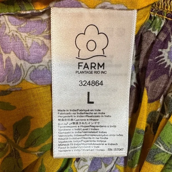Farm Rio Capri Peplum Hem Floral Blouse Yellow & Purple size Large - Picture 9 of 17